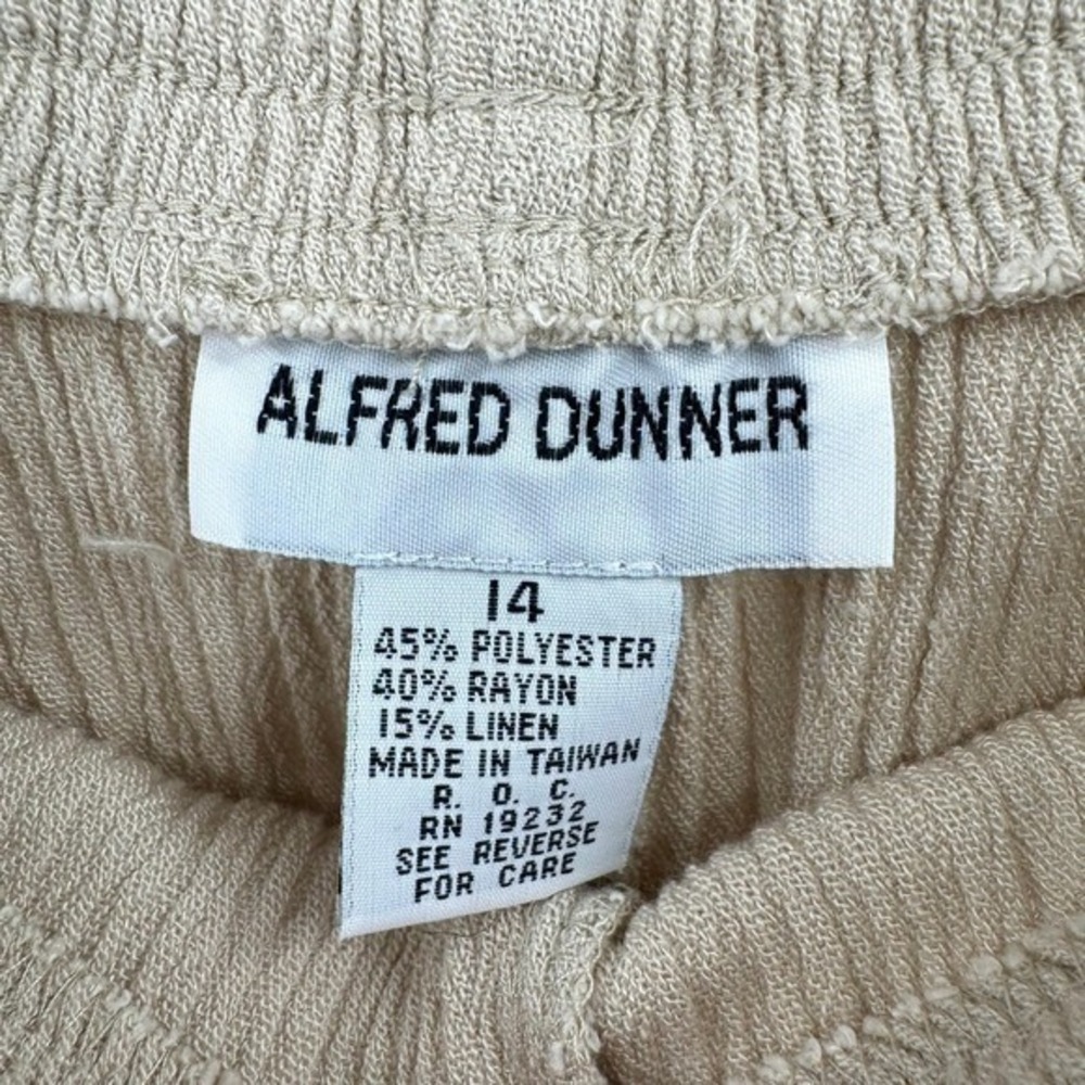 Alfred Dunner Vtg Beige Crepe/Ribbed Textured Drawstring Pants Women's - Picture 7 of 8
